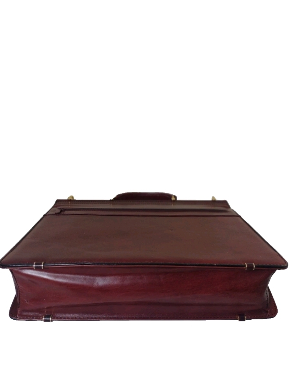 Classic Burgundy Leather Briefcase with Gold Hardware - Picture 3 of 16
